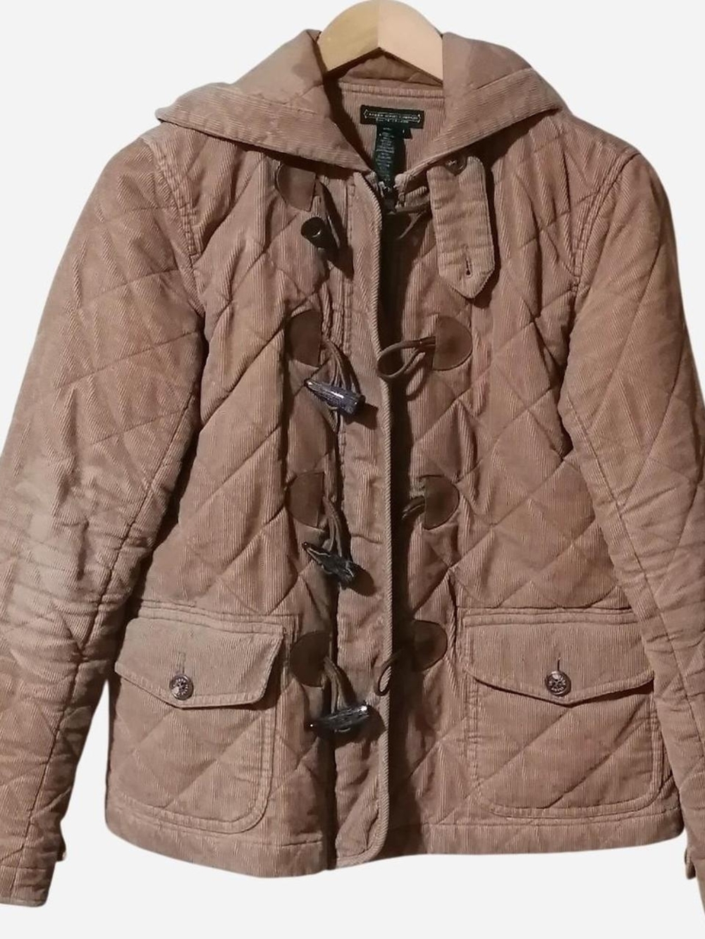 Ralph Lauren Quilted Hooded Toggle Pea Coat - Taupe